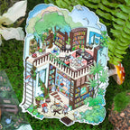 Miniature landscape stickers - Retro fairy tale cartoon 3D small house DIY notebook scene stickers