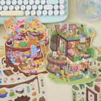 Cute Cute Creature Cottage Stickers, 3D Creative Immersive Scene-Making Stickers