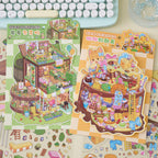 Cute Cute Creature Cottage Stickers, 3D Creative Immersive Scene-Making Stickers