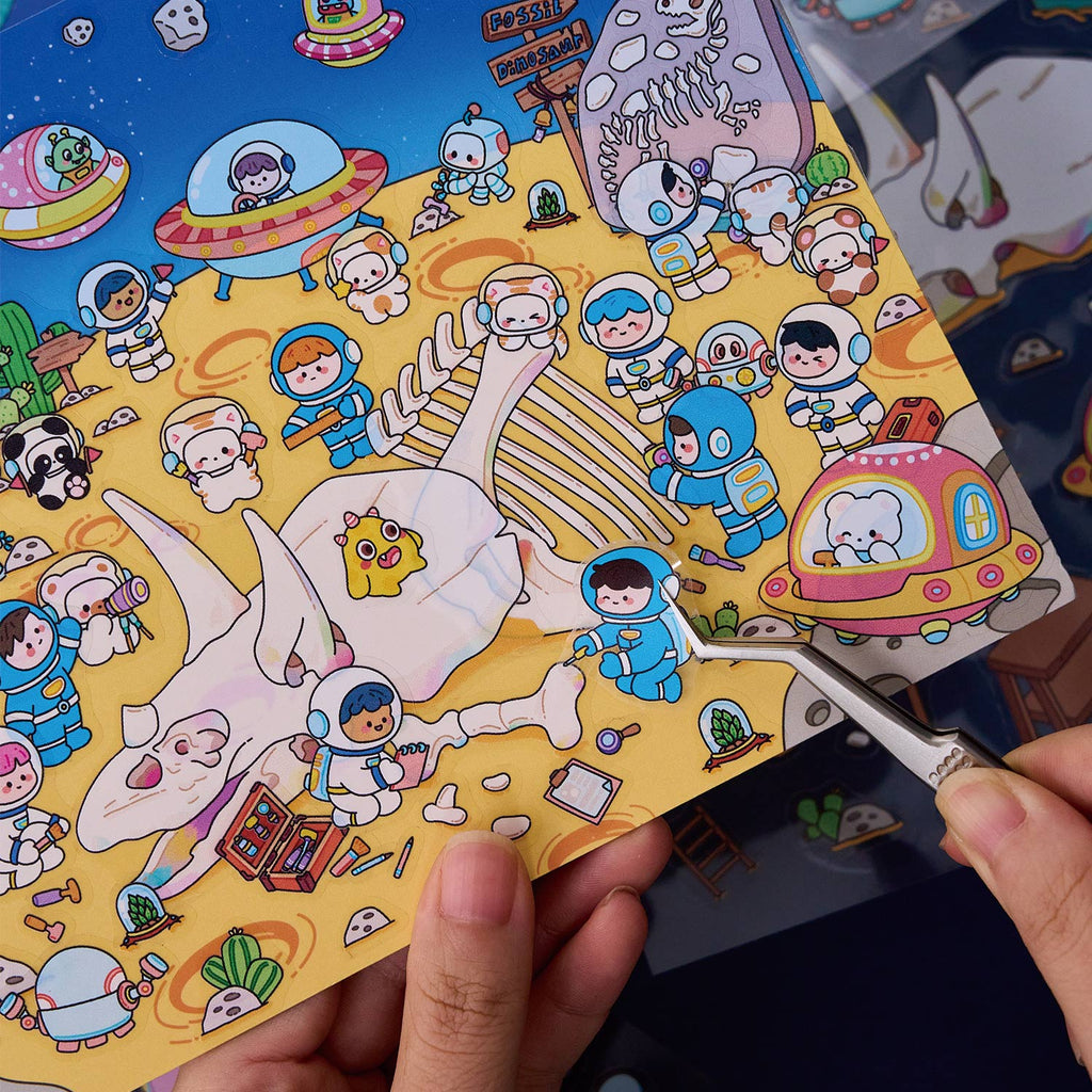 Pegatinas para crear escenas de exploración del tiempo, materiales para decorar diarios, cuentos de hadas de ensueño, manualidades creativas