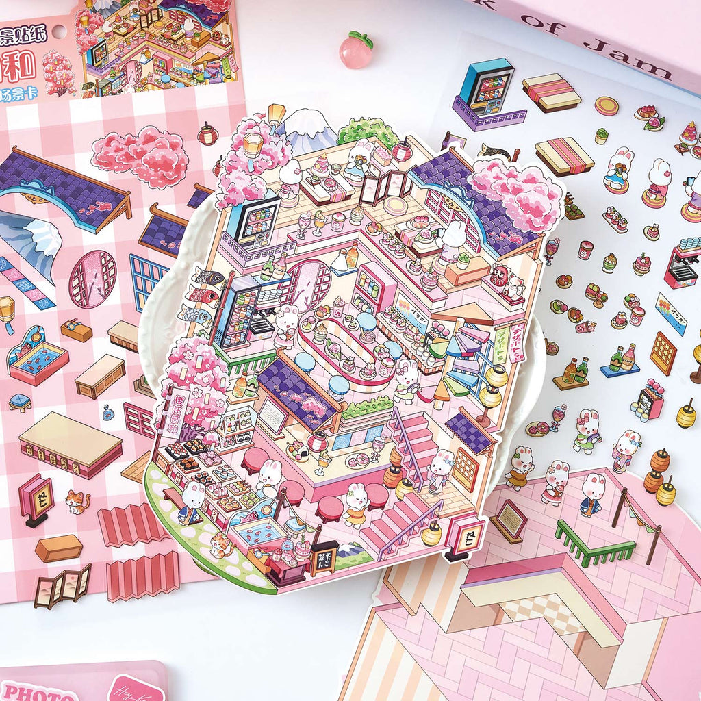 Fantasy Life Themed 3D Scene Stickers, Journal Decoration Stickers, Childlike Creative Collage Stickers