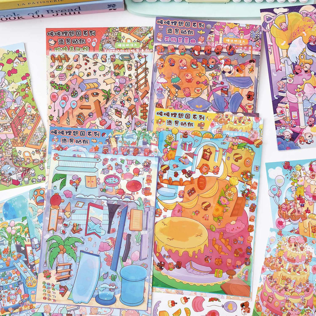 Creative Journal Decoration Stickers, Dunden Ideal Country Themed Scene Stickers, Childlike Journal Supplies, DIY Diary and Album Decoration Stickers