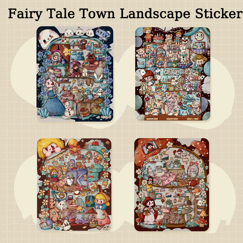 Fairy Tale Style Cartoon Character Collage Materials - DIY Creative Scene Stickers for Scrapbook Decoration
