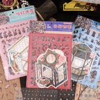 Fusheng Qinghuan Ancient Style Flip-Top Scenery-Sticker Set, 3D Stereoscopic Miniature House, for Notebook Decoration &amp; Creative DIY Scenery-Making