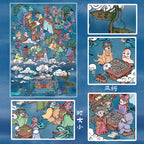 Chinese style stickers, adult stickers, dark retro style 3D scene stickers.