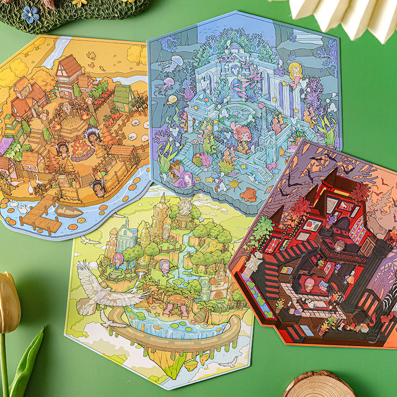 Murang 3D Landscape-Making Stickers, "Finding Legends" DIY 3D Hut Stickers