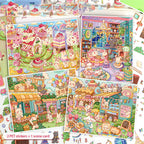 Cute Rabbit-Themed Landscape Stickers, Build a Rabbit World, Creative Journal Decoration Collage with Playful Stickers