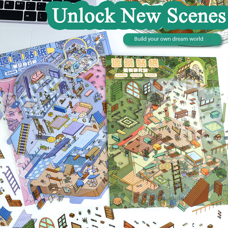 Fantasy Landscape Stickers, 3D Miniature Scene Collage Journal Stickers