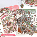 Floral Cottage Landscape Stickers, DIY Mini Courtyard Miniature Scene Collage Toys
