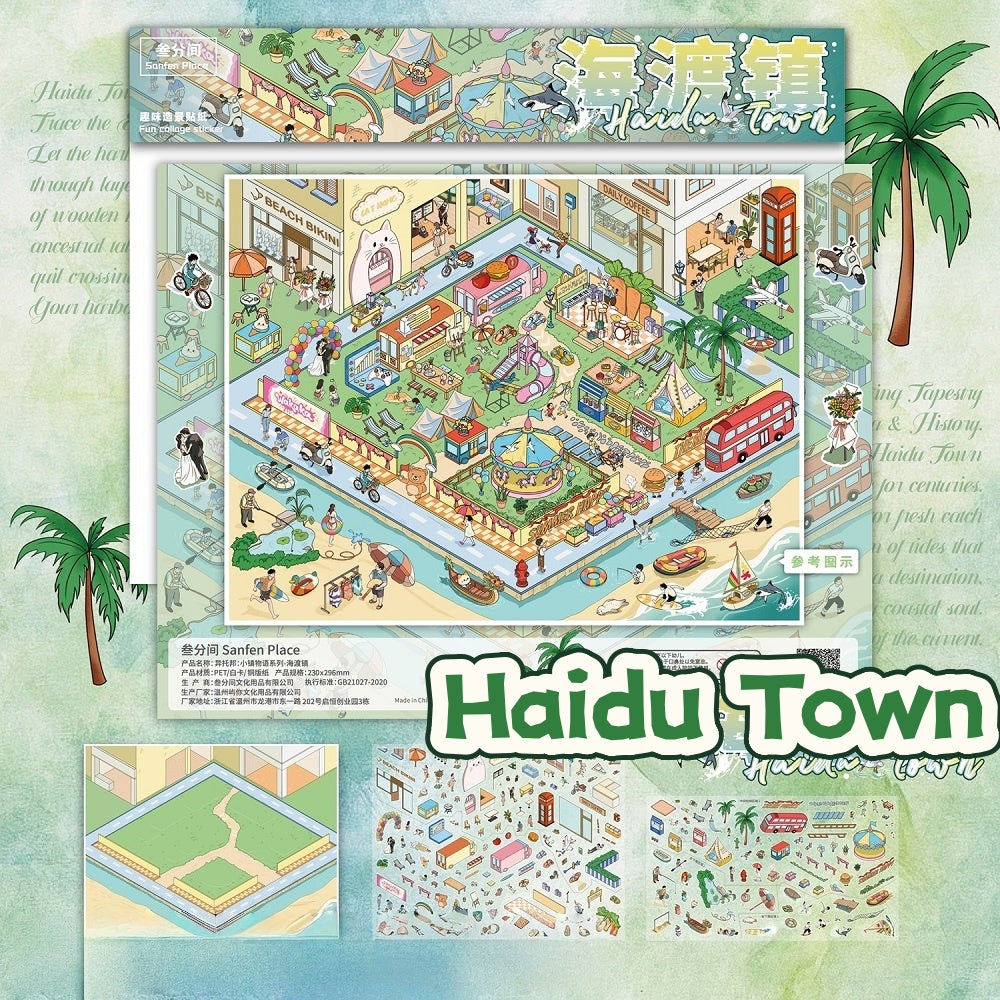 Miniature landscape stickers, stacked three-dimensional cabin handbooks, DIY scene stickers