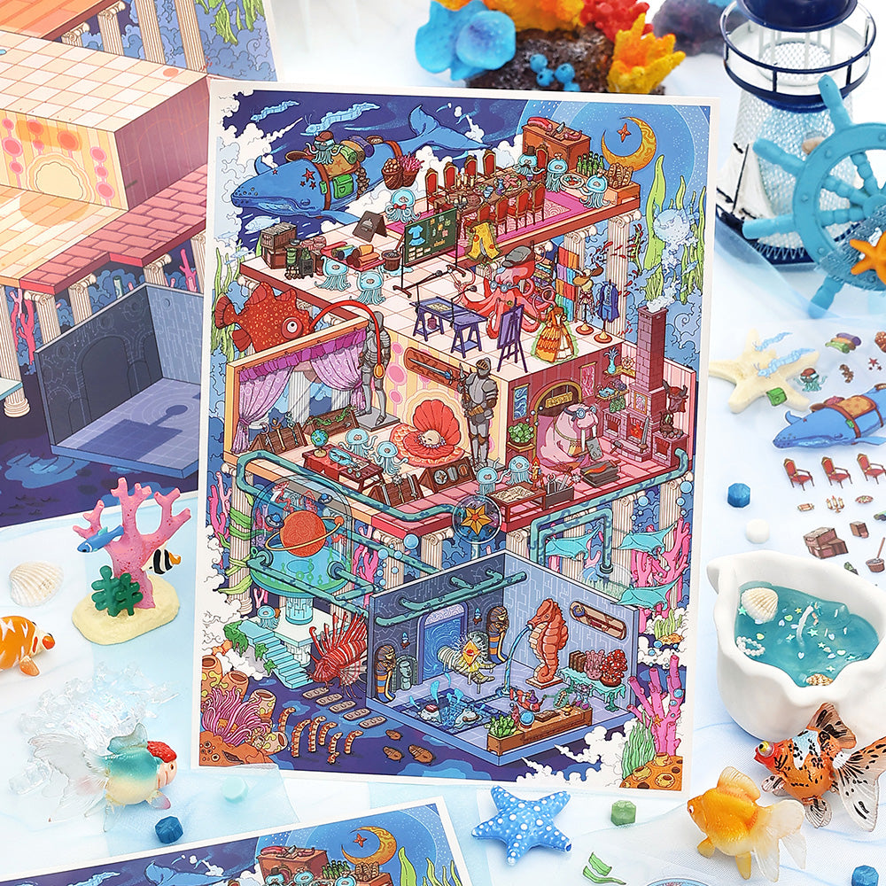 Miniature landscape stickers, DIY stickers, colorful sticker packs, scene stickers