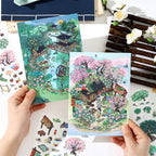 Chinese-Style Scene Scenery-Making Sticker Set - Immersive Creative DIY Notebook Decoration, Ancient-Style 3D Collage Materials
