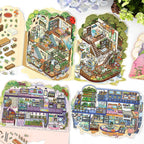 3D Scene Collage Material Set - Fantasy Multi-Layered Miniature World, Creative DIY Notebook Decoration, Fairy-Tale Style 3D Scenery-Making Supplies