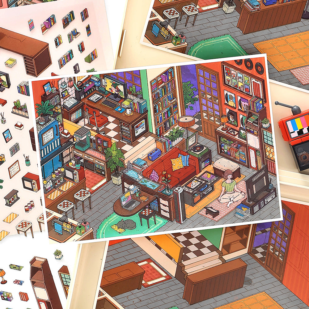 Landscaping stickers, hand journal decoration, scene DIY stickers