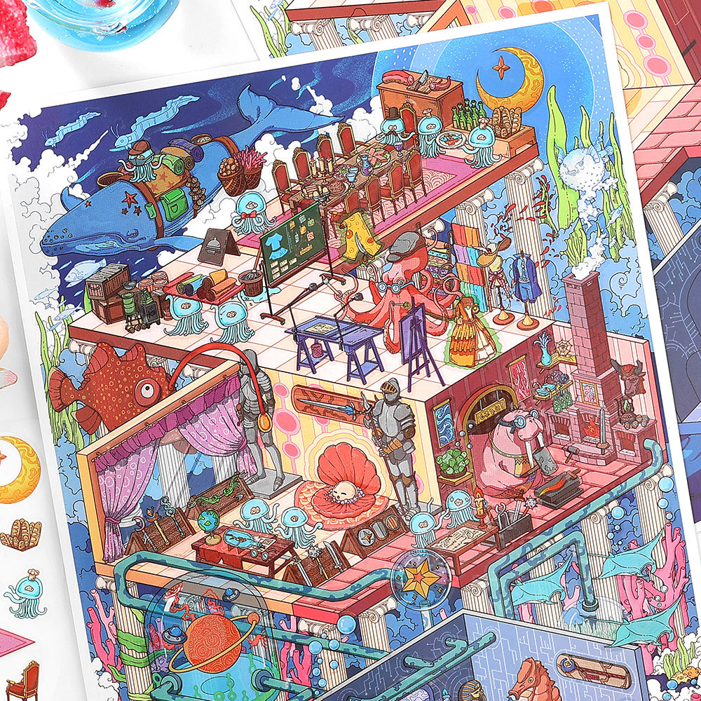 Miniature landscape stickers, DIY stickers, colorful sticker packs, scene stickers