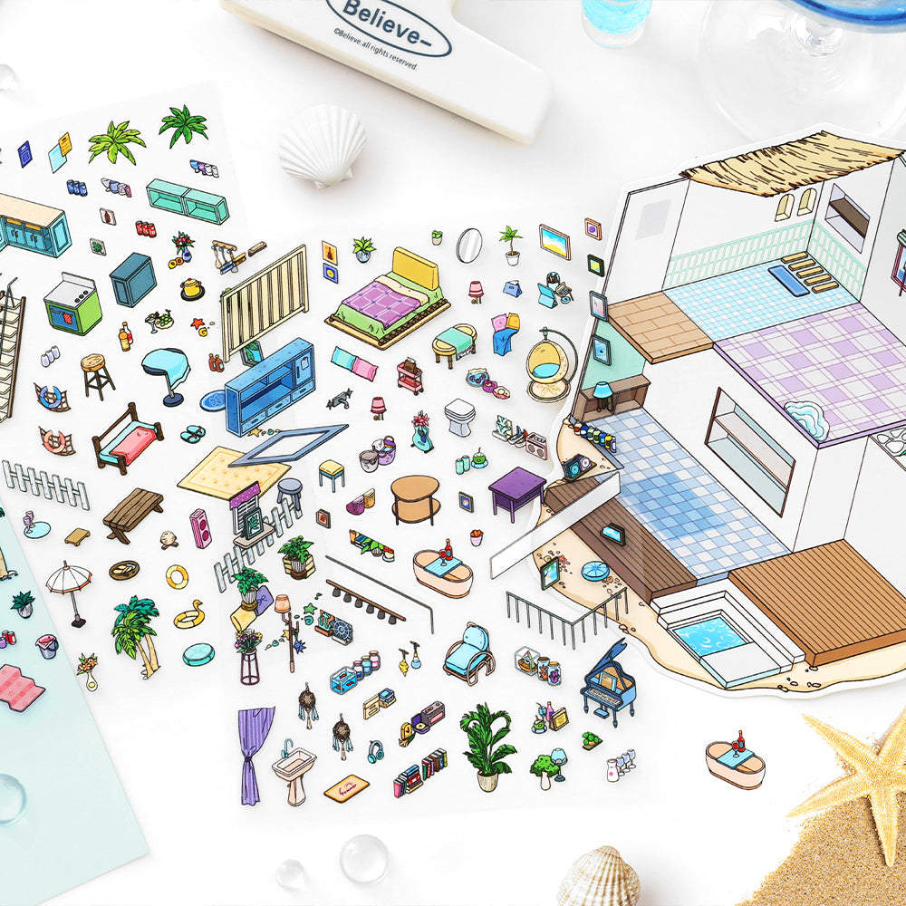 Infeel.Me 3D Miniature Home Scene Stickers – Immersive Stress-Relief Handcraft Collage Stickers