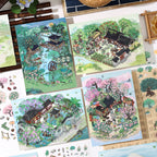 Chinese-Style Scene Scenery-Making Sticker Set - Immersive Creative DIY Notebook Decoration, Ancient-Style 3D Collage Materials