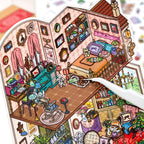 Infeel.Me 3D Miniature Home Scene Stickers – Immersive Stress-Relief Handcraft Collage Stickers