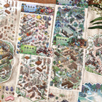 Chinese-Style Landscape Garden Scenery-Making Stickers, Creative DIY Notebook Decoration Multi-Layer 3D Collage Materials