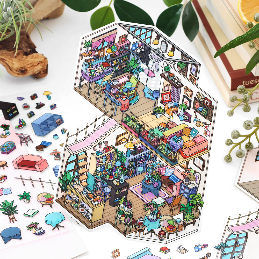 Infeel.Me 3D Miniature Home Scene Stickers – Immersive Stress-Relief Handcraft Collage Stickers