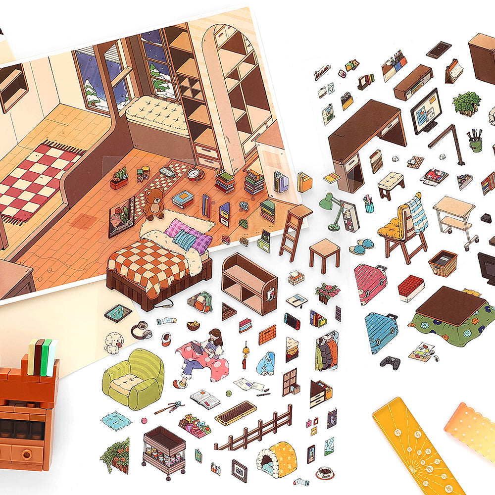 Landscaping stickers, hand journal decoration, scene DIY stickers