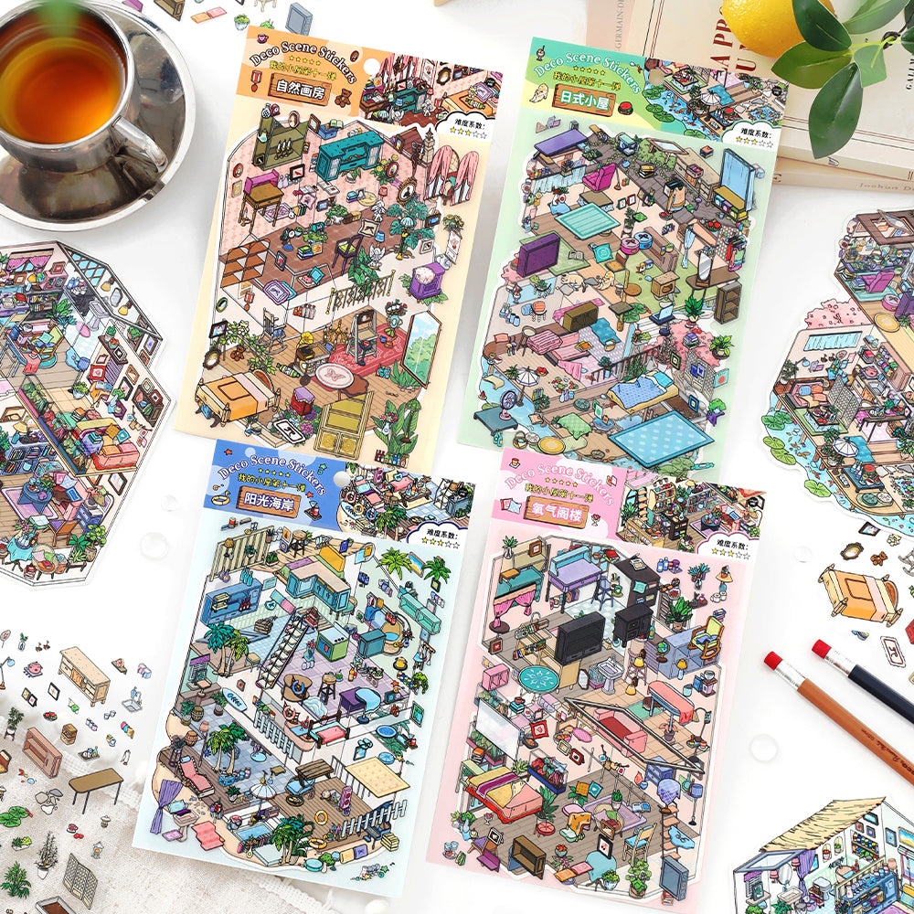 Infeel.Me 3D Miniature Home Scene Stickers – Immersive Stress-Relief Handcraft Collage Stickers