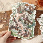 Chinese-Style Landscape Garden Scenery-Making Stickers, Creative DIY Notebook Decoration Multi-Layer 3D Collage Materials