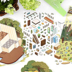 3D Scene Collage Material Set - Fantasy Multi-Layered Miniature World, Creative DIY Notebook Decoration, Fairy-Tale Style 3D Scenery-Making Supplies