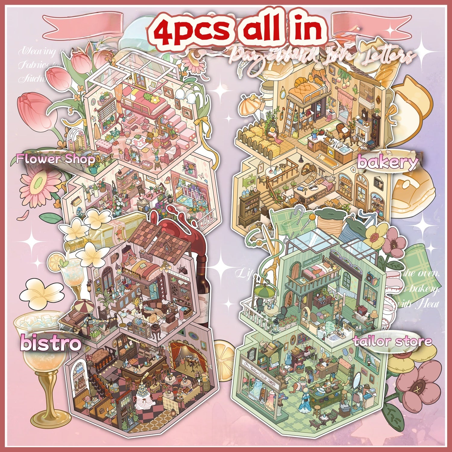 Landscaping stickers, miniature scenes, DIY magazine stickers for trash