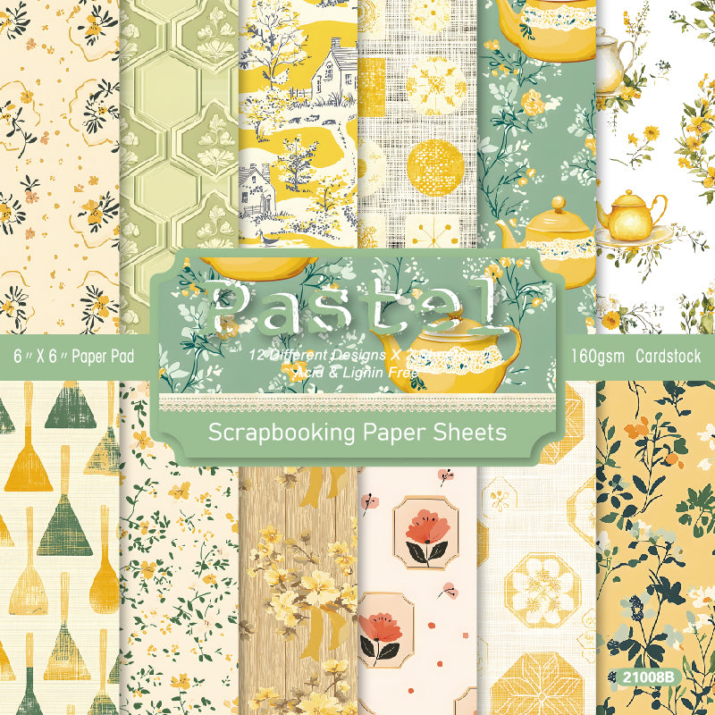 24 colorful tea cup pattern cards, suitable for DIY notebook making, and also for greeting cards