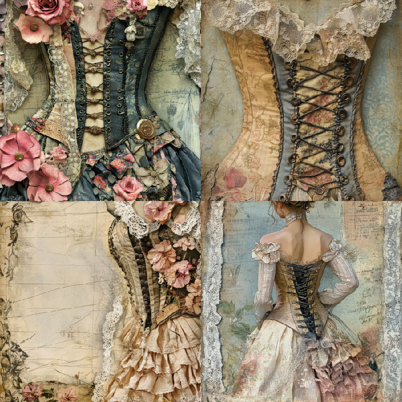 Twenty-four European-style clothing pattern cards can be used to make explosion boxes, DIY origami, and gift box decorations.