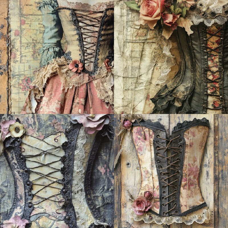 Twenty-four European-style clothing pattern cards can be used to make explosion boxes, DIY origami, and gift box decorations.