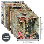 Twenty-four European-style clothing pattern cards can be used to make explosion boxes, DIY origami, and gift box decorations.