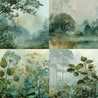 Journal Material Paper, Forest-Themed Background Paper, DIY Photo Album &amp; Journal Decoration Single-Sided Patterned Paper