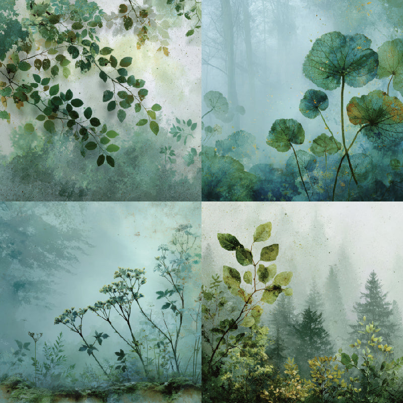 Journal Material Paper, Forest-Themed Background Paper, DIY Photo Album &amp; Journal Decoration Single-Sided Patterned Paper