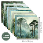 Journal Material Paper, Forest-Themed Background Paper, DIY Photo Album &amp; Journal Decoration Single-Sided Patterned Paper