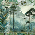 Journal Material Paper, Forest-Themed Background Paper, DIY Photo Album &amp; Journal Decoration Single-Sided Patterned Paper