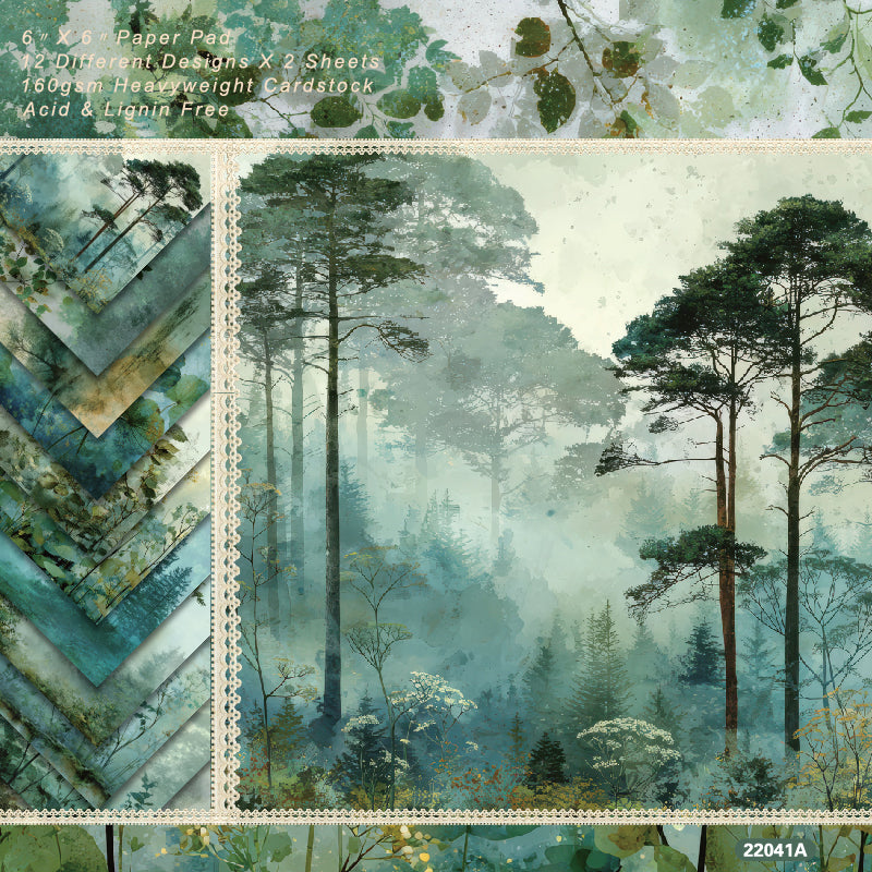 Journal Material Paper, Forest-Themed Background Paper, DIY Photo Album &amp; Journal Decoration Single-Sided Patterned Paper