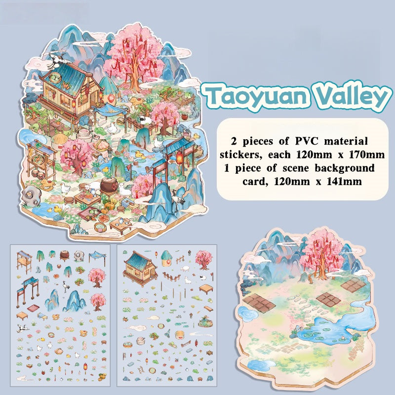 Decoration stickers, Chinese style scenes, funny garbage magazine stickers