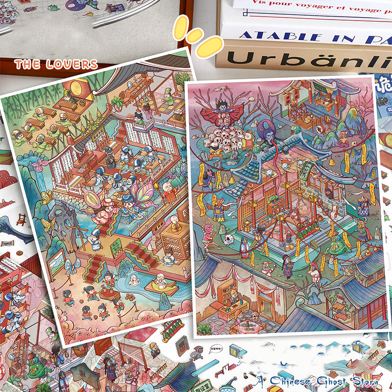 Fantasy &amp; Mystery Miniature Scene Sticker Set: DIY 3D Collage Fun Landscape Decoration Kit