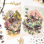 Chinese-Style Scene Stickers, Fun Collage 3D Chinese-Style Miniature Landscapes, Creative DIY Scenery Decoration
