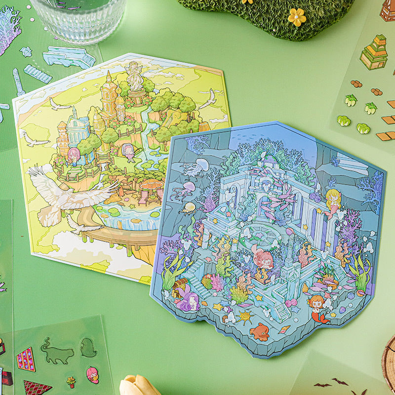 Murang 3D Landscape-Making Stickers, "Finding Legends" DIY 3D Hut Stickers