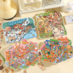 3D Miniature Milk Town Diorama Stickers – Scrapbook, Handmade Stress-Relief Decor Stickers