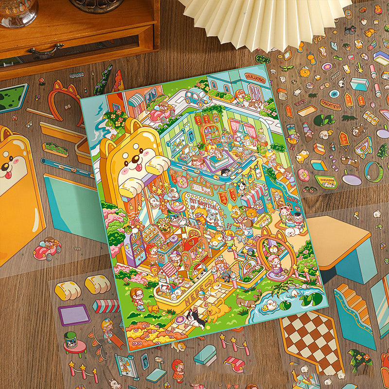 Oversized Stress-Relief Scene Stickers – Immersive DIY 3D Miniature Diorama Fun Collage Stickers
