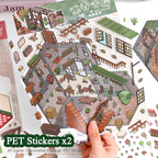 Floral Cottage Landscape Stickers, DIY Mini Courtyard Miniature Scene Collage Toys