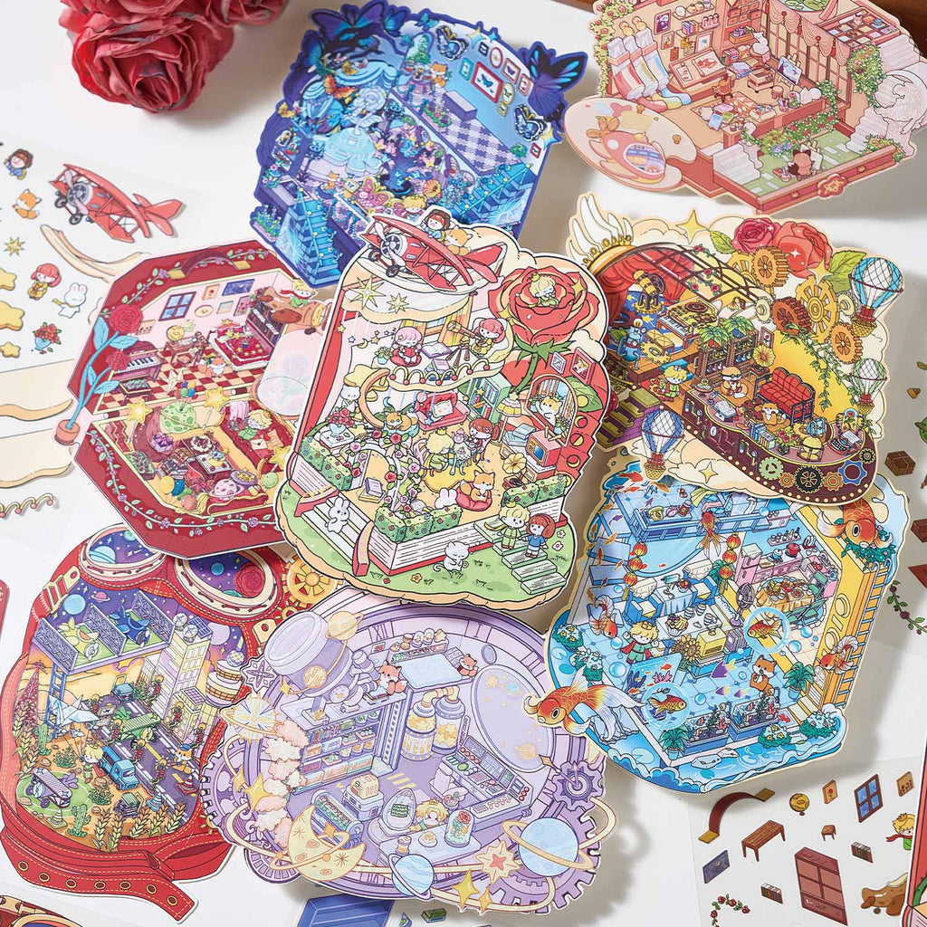 Fairy Tale Themed Creative Stickers, 3D DIY Collage for Scene-Making Stickers