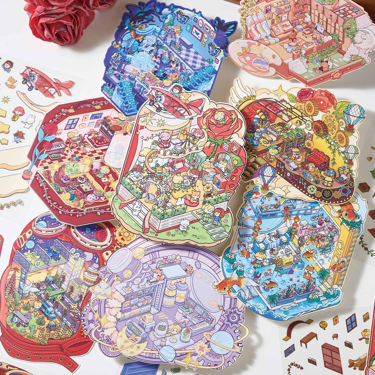 Fairy Tale Themed Creative Stickers, 3D DIY Collage for Scene-Making Stickers
