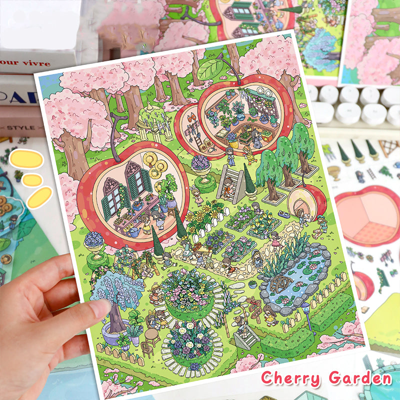 3D Spring-Themed Scene Stickers: Miniature World Hand-Collage Decorations, Fun DIY Stickers