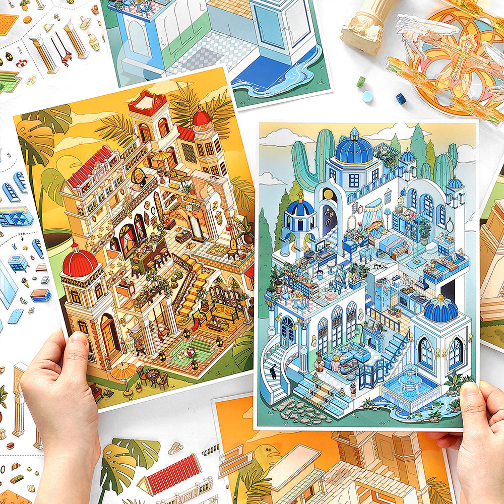 Exotic Architecture Scene Collage Materials - Scrapbook Decor DIY Diorama Stickers
