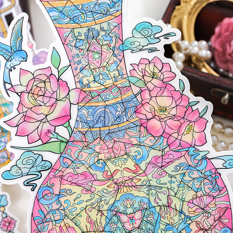 Chinese Style Creative Puzzle Sticker Set, DIY Creative and Fun Puzzle Landscape Stickers